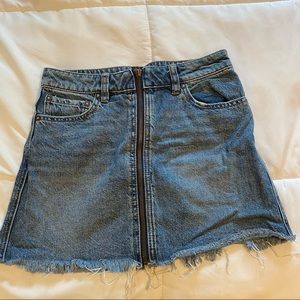 Free people denim zip up skirt